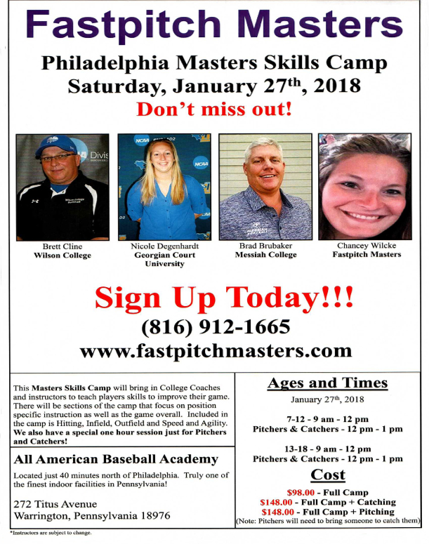 FASTPITCH MASTERS SOFTBALL CAMP